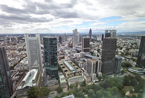 Skyline of Frankfurt am Main in Germany on 10.7.2022