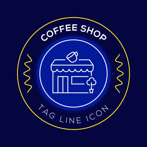 Vector illustration of Coffee Shop Circle Badge, Modern Logo Vector Icon Design Line Style