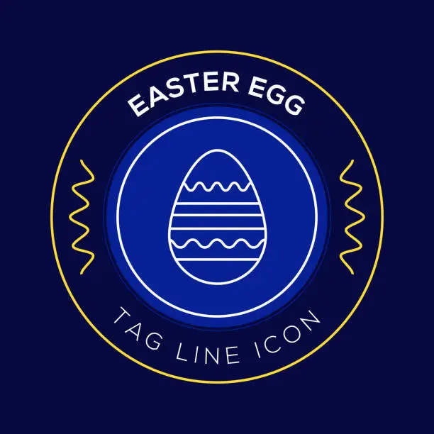 Vector illustration of Easter Egg Circle Badge, Modern Logo Vector Icon Design Line Style