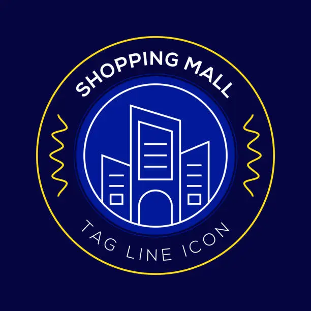 Vector illustration of Shopping Mall Circle Badge, Modern Logo Vector Icon Design Line Style