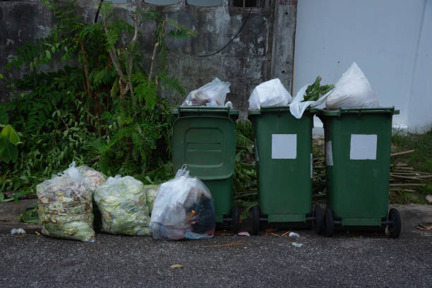 istock Garbage in plastic bags in trash bins 1408870898