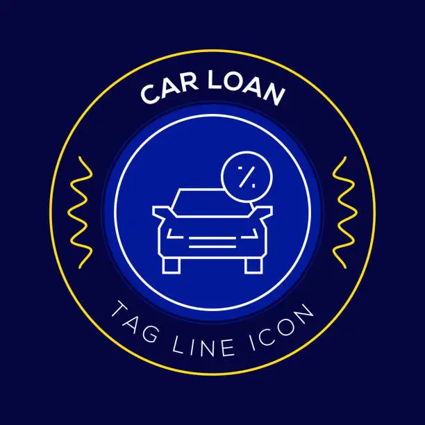 Vector illustration of Car Loan Circle Badge, Modern Logo Vector Icon Design Line Style