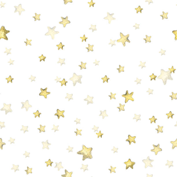 istock Yellow stars on a white background. Watercolor illustration in sketch style seamless pattern. For decoration and design of backgrounds, fabrics, textiles, wallpaper, covers, wrapping paper 1408879070