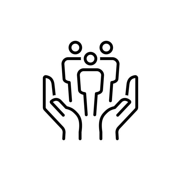 ilustrații de stoc cu pictograma contur editabilă a conceptului de asistență și asistență, izolată pe o ilustrație vectorială plată pe fundal alb - pacient