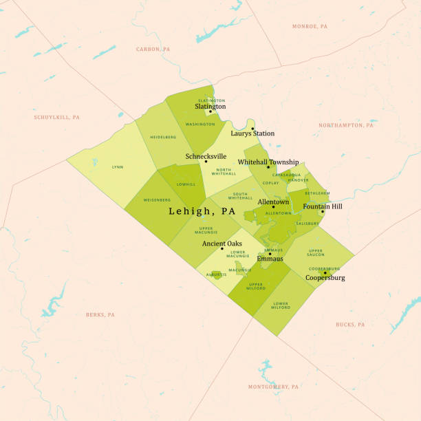 PA Lehigh County Vector Map Green PA Lehigh County Vector Map Green. All source data is in the public domain. U.S. Census Bureau Census Tiger. Used Layers: areawater, linearwater, cousub, pointlm. allentown pennsylvania stock illustrations