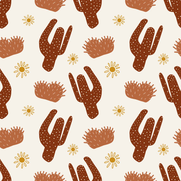 illustrations, cliparts, dessins animés et icônes de cactus occidental été sans couture - southwest usa floral pattern textile textured