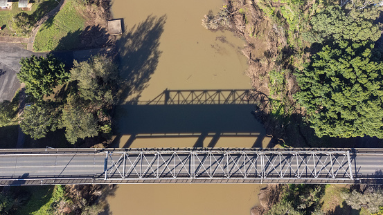 Bridge over the flooded muddy river through Lismore, NSW