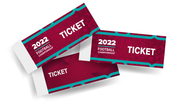 stockillustraties, clipart, cartoons en iconen met realistic ticket template, realistic ticket for a soccer competition, vector - qatar football