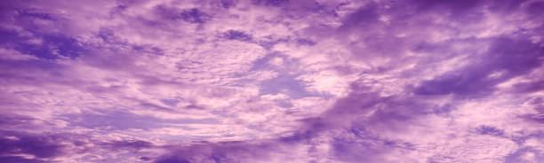 vue sur le coucher de soleil rose violet. ciel avec des nuages moelleux. beau fond de coucher de soleil avec de l’espace pour le design. - ciel romantique photos et images de collection