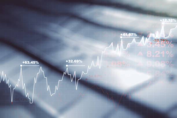 istock Multi exposure of abstract virtual financial graph hologram on blurry abstract metal background, forex and investment concept 1408890291