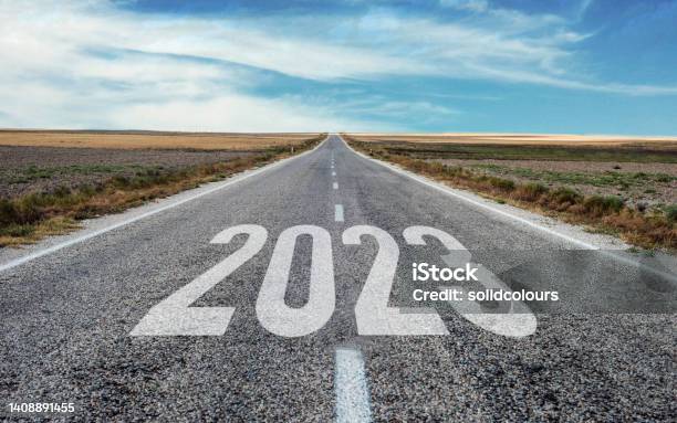 2023 On Asphalt Road Stock Photo - Download Image Now - 2023, Road, Beginnings