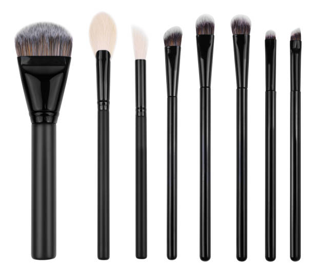 istock Various cosmetic brushes collection for applying face makeup blusher and foundation, beauty products isolated on white background, clipping path included 1408892845