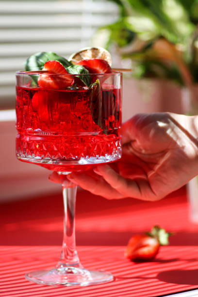 istock Refreshing iced strawberry and basil mohito 1408894897