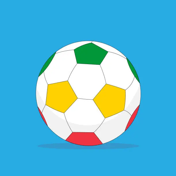 Vector illustration of Green, yellow and red football