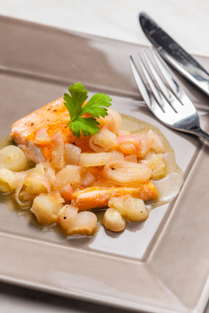 istock salmon fillet with shallot sauce 1408896940