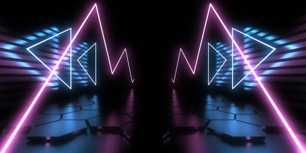 istock 3D abstract background with neon lights. neon tunnel  .space construction . .3d illustration 1408901427