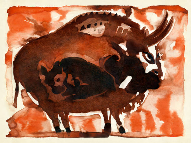 istock Cow with calf. Cow watercolor illustration. 1408902816