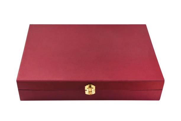Red color closed box isolated on the white background with clipping path