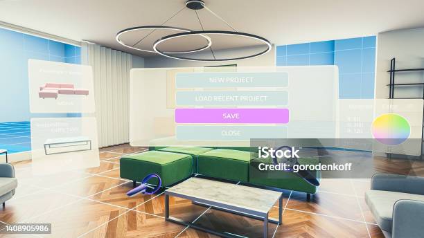 Digital User Interface Of A Virtual Reality Interior Design Software ...