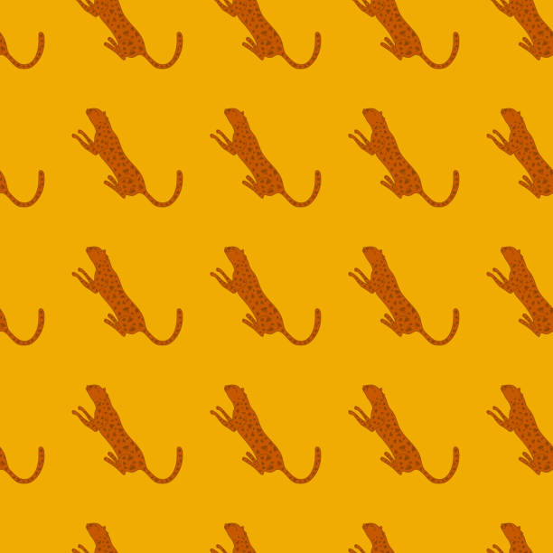 Doodle cheetah seamless pattern. Hand drawn cute leopard endless wallpaper. Wild animals background. Doodle cheetah seamless pattern. Hand drawn cute leopard endless wallpaper. Wild animals background. Great for fabric design, textile print, wrapping, cover. Vector illustration. cute cheetah print cartoon stock illustrations