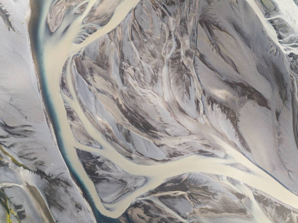 istock drone point of view of river abstract patterns in Iceland 1408907789