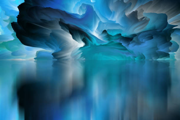 istock Magical world. Abstract Landscape, surreal lake and reflections. art, creativity and imagination. 3d illustration 1408907846