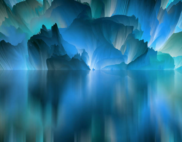 istock Magical world. Abstract Landscape, surreal lake and reflections. art, creativity and imagination. 3d illustration 1408907870