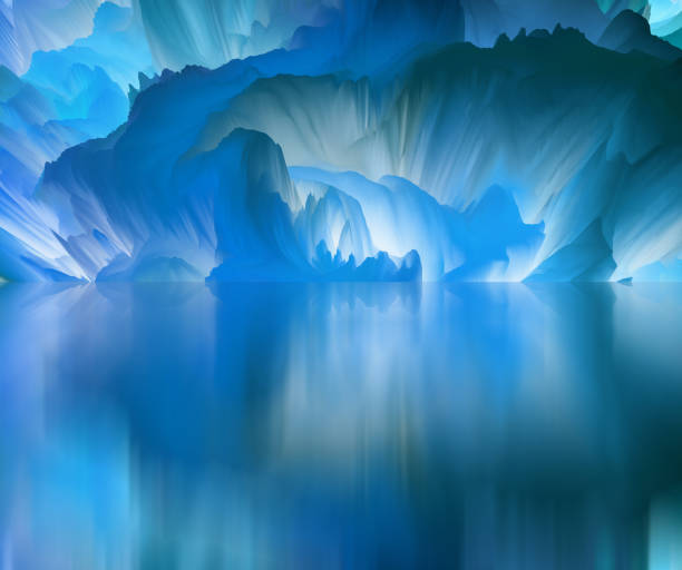 istock Magical world. Abstract Landscape, surreal lake and reflections. art, creativity and imagination. 3d illustration 1408907872