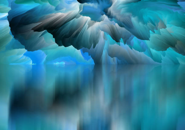 istock Magical world. Abstract Landscape, surreal lake and reflections. art, creativity and imagination. 3d illustration 1408907885