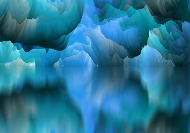 istock Magical world. Abstract Landscape, surreal lake and reflections. art, creativity and imagination. 3d illustration 1408907985