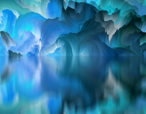 istock Magical world. Abstract Landscape, surreal lake and reflections. art, creativity and imagination. 3d illustration 1408907996