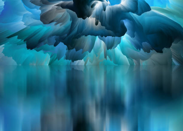 istock Magical world. Abstract Landscape, surreal lake and reflections. art, creativity and imagination. 3d illustration 1408908019