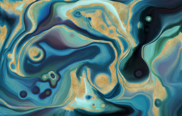 istock Multicolor abstract, Acrylic pour fluid art background. 3d illustration 1408909845