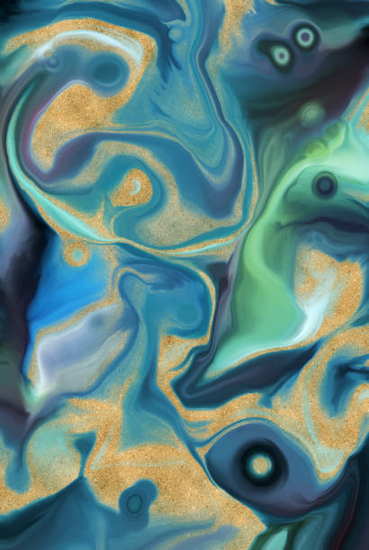 Multicolor abstract, Acrylic pour fluid art background. 3d illustration stock photo