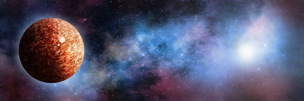 Unknown planet from outer space. Space nebula. Cosmic cluster of stars. Outer space background. 3D Illustration