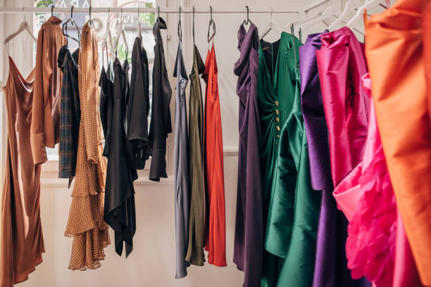 istock Elegant clothes in fashion store 1408914409