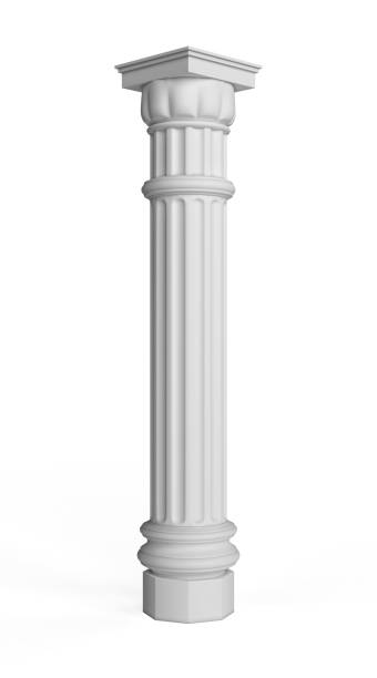 pilar de columna aislado sobre fondo blanco, renderizado 3d - column greece pedestal classical greek fotografías e imágenes de stock