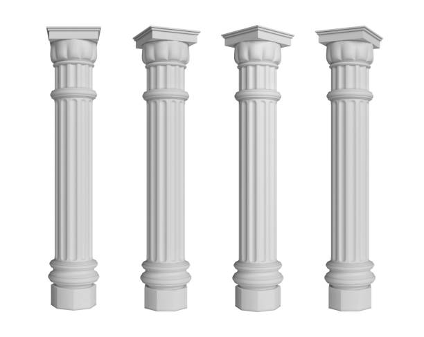 colonna pilastro isolato su sfondo bianco, rendering 3d - natural column foto e immagini stock