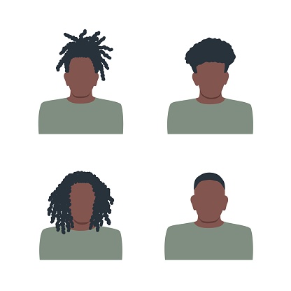 Men icons. Four different images of black men. Can be used for the websites, blogs and forums. Vector illustration.
