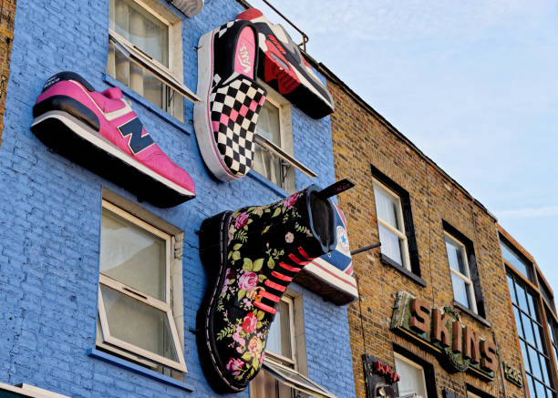 Camden Market - London, UK: October 31ts, 2015: Camden Town. The busy colourful shops in Camden are one of the most popular places in London among locals and tourists.