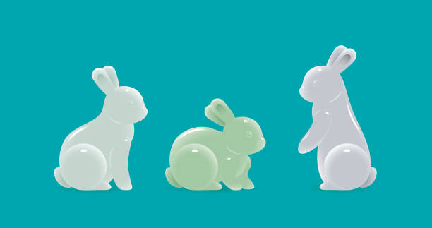 istock Mid Autumn Festival with jade rabbits in 3 different poses 1408919996