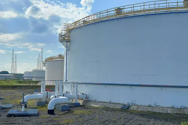 large-sized white oil storage tanks
