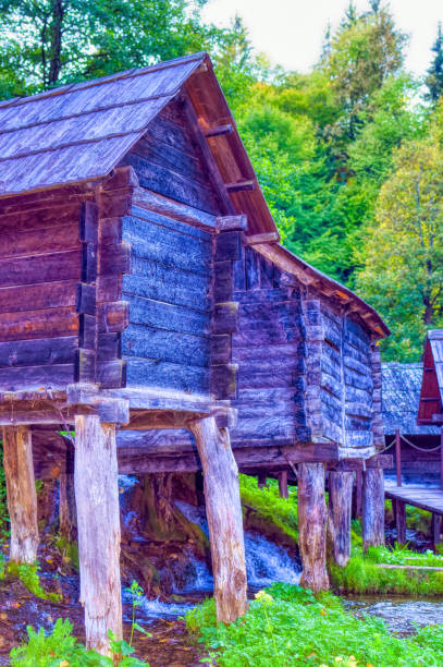 istock Old wooden watermills in Jajce. 1408923163