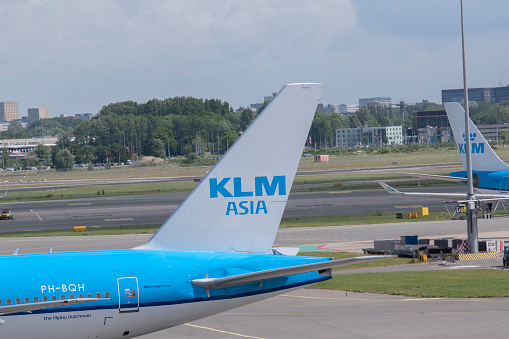 KLM Logo On A Plane At Schiphol Airport The Netherlands 25-5-2022