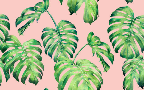 istock Watercolor painting colorful tree green leaves seamless pattern background.Watercolor hand drawn illustration tropical exotic leaf prints for wallpaper,textile Hawaii aloha jungle pattern. 1408925165