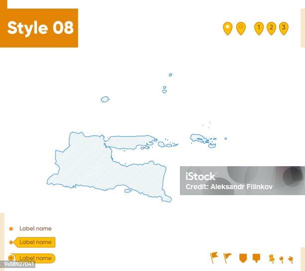 East Java Outline East Java Indonesia Grid Map Isolated On White Background Outline Map ...