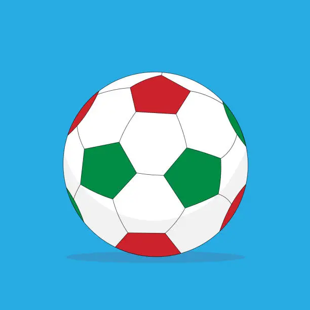 Vector illustration of Red, white and green football