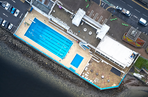 Outdoor open air swimming pool closing for maintenance in Gourock UK