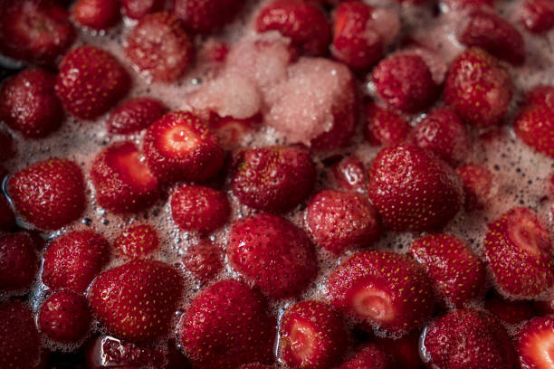Boiling Homemade Strawberry jam