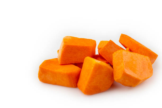 istock Sliced pumpkin isolated on white background. 1408931893